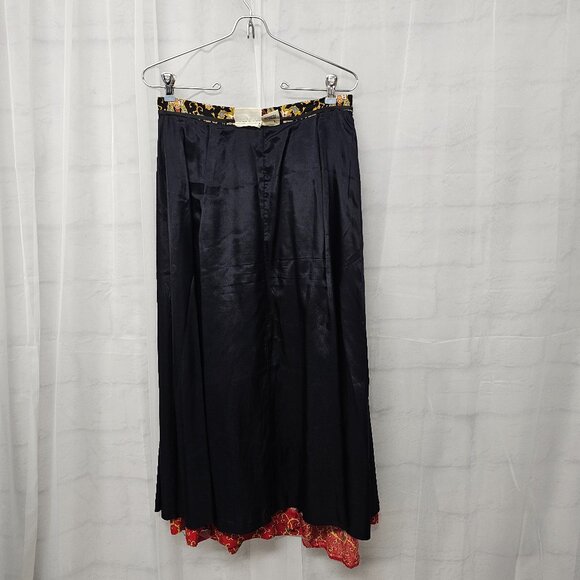 Vintage Susan Bristol Maxi Skirt Art Deco Wool Blend Pleated Red Black 12 - Picture 4 of 9
